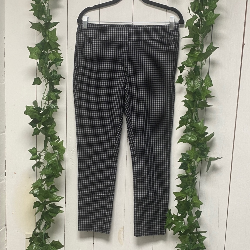 LOFT Julie Women's Black and White Checkered Cropped Pants